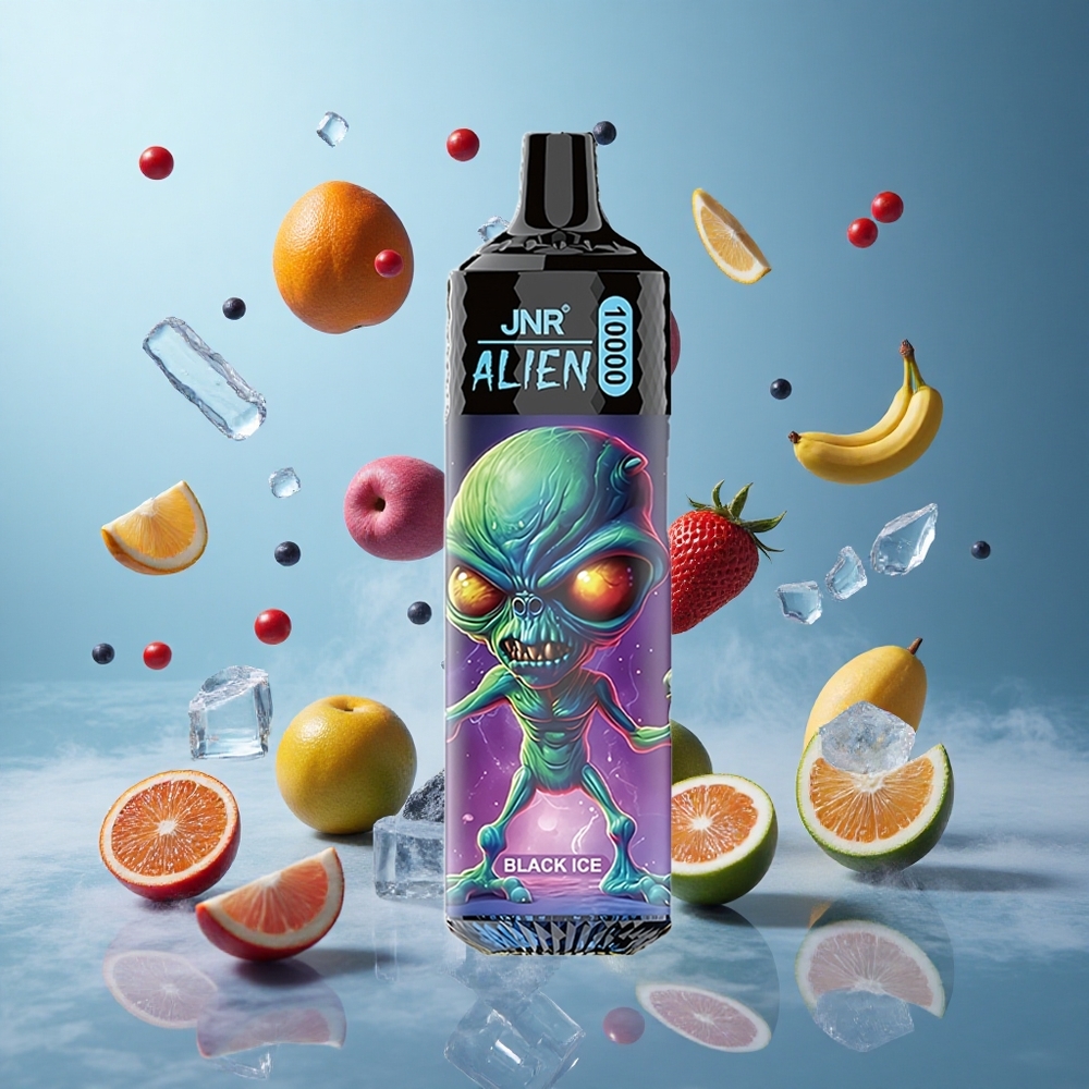 JNR Alien 10000 Puffs Black Ice Disposable Vape with 850mAh Battery 1.2Ohm Mesh Coil Type-C RGB LED