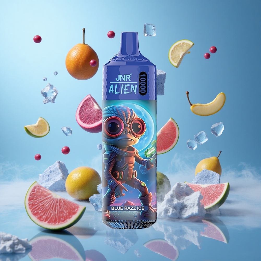 JNR Alien 10000 Puffs Blue Razz Ice 850mAh Type-C RGB LED Sporty Design