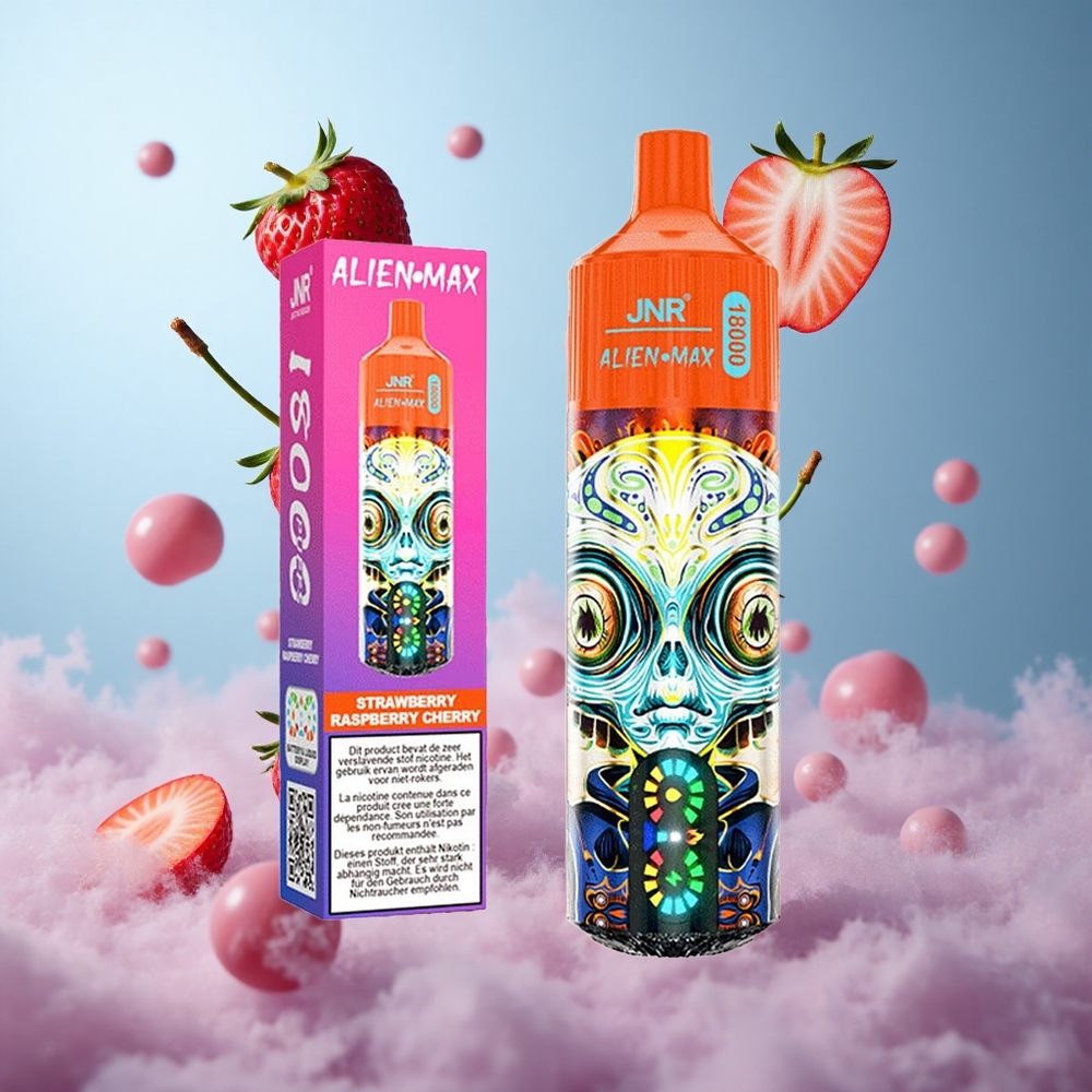 JNR Alien Max 18000 Puffs Dual Mesh Coil Strawberry Raspberry Cherry
