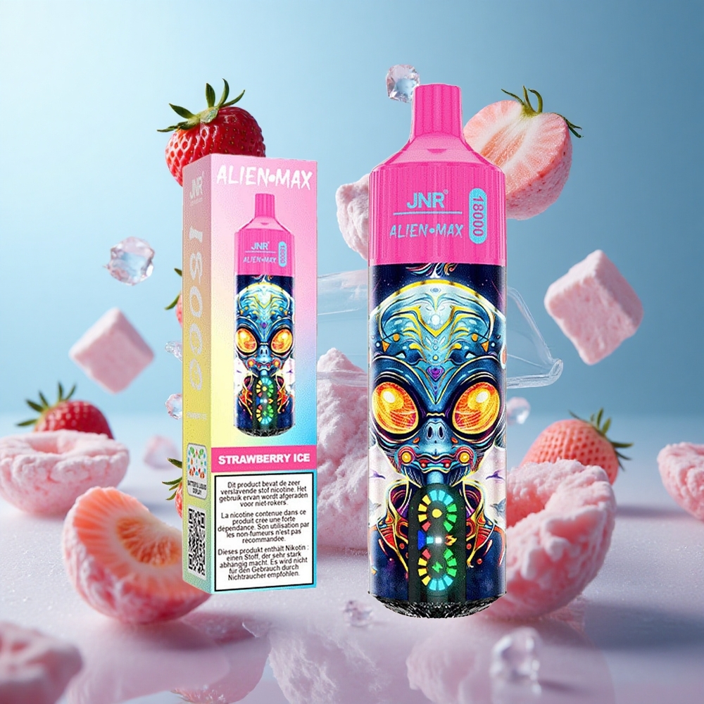 JNR Alien Max 18000 Puffs Dual Mesh Dual Core Strawberry Ice Smart LED Type-C