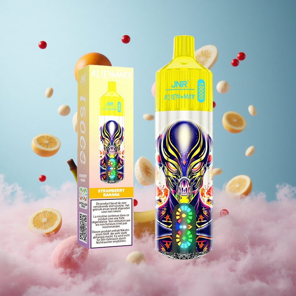 JNR Alien Max 18000 Puffs Strawberry Banana Smart LED Dual Mesh Coil Type-C 28ml