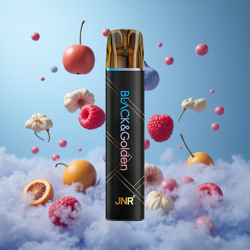 JNR Black&Golden 600+200 Puffs Disposable Vape Blue Razz Cherry 550mAh 2ml TPD 2% Nicotine