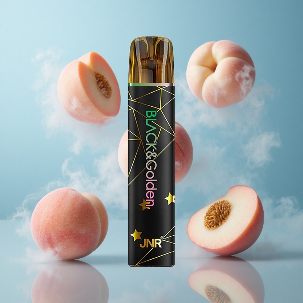 JNR Black&Golden 600+200 Puffs Disposable Vape Fruit Peach 550mAh 2ml 2% Nicotine