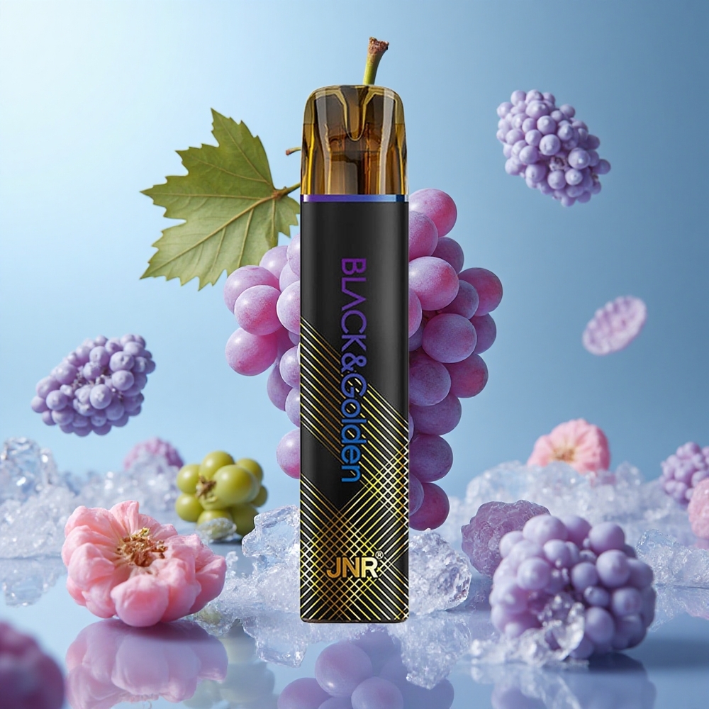 JNR Black&Golden 600+200 Puffs Grape Ice Disposable Vape 550mAh 2ml 2% Nicotine