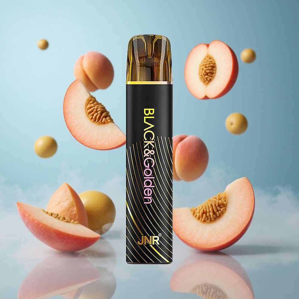 JNR Black&Golden 600+200 Puffs Peach Mango 550mAh 2ml TPD 2% Nicotine