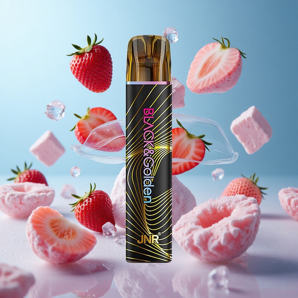 JNR Black&Golden 600+200 Puffs Strawberry Ice Disposable Vape 550mAh 2ml 2% Nicotine