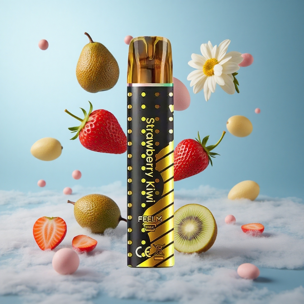 JNR Black&Golden 600+200 Puffs Strawberry Kiwi Disposable Vape 550mAh 2ml 2% Nicotine