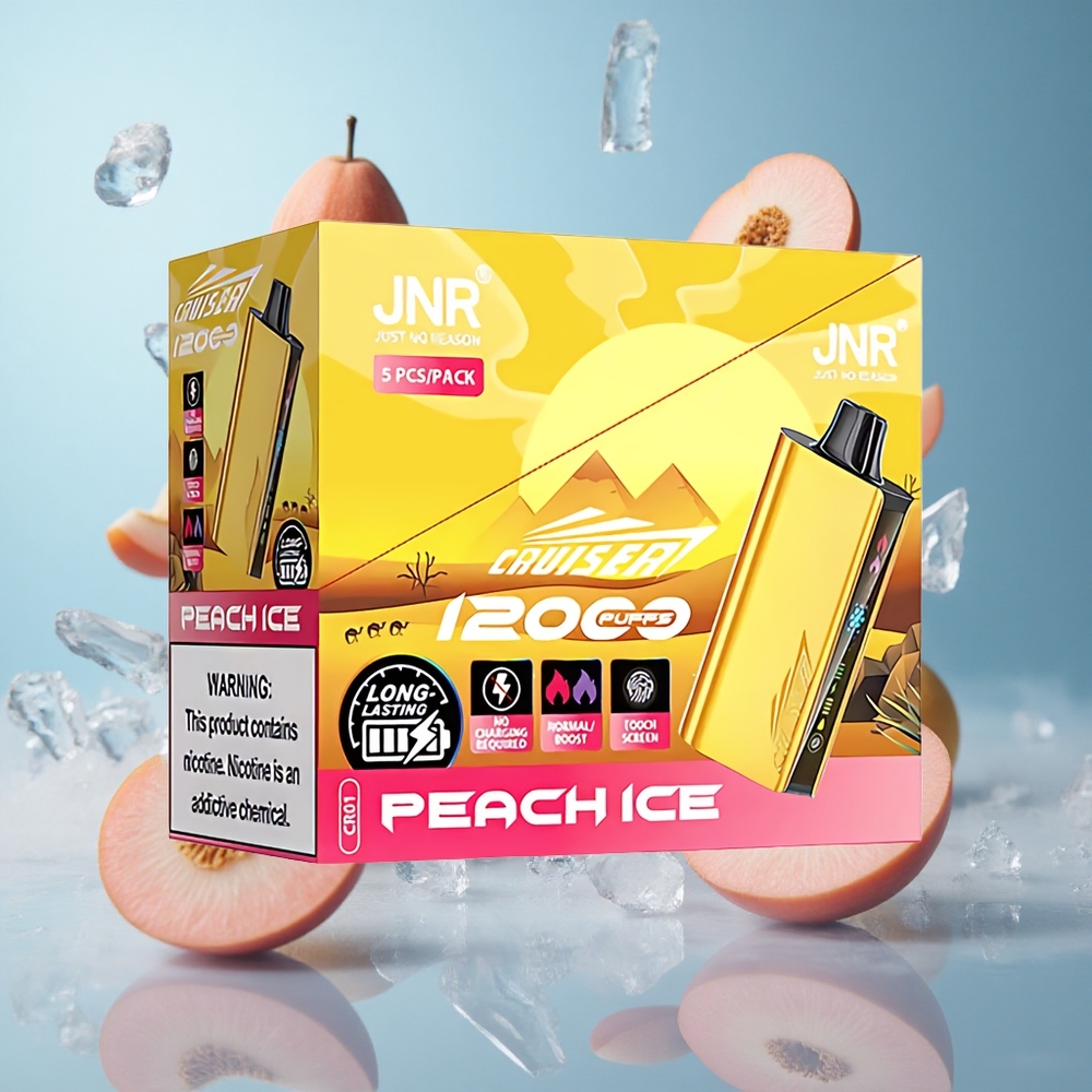 JNR Cruiser 12000 Puffs Peach Ice No-Charge Disposable Vape Built-in 3500mAh Battery Dual Mesh Coil