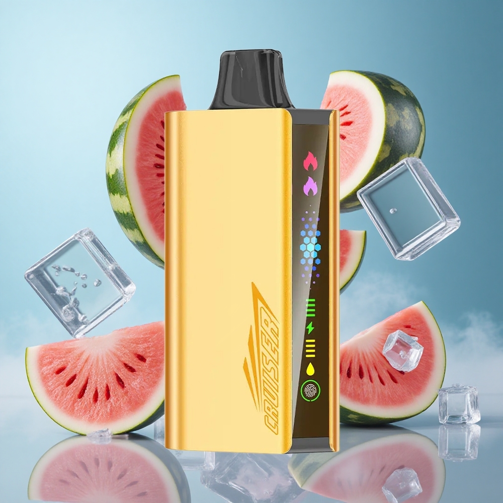 JNR Cruiser 12000 Puffs Watermelon Ice No-Charge Disposable Vape Built-in 3500mAh Battery Animation Screen Full-Metal Aluminum Body