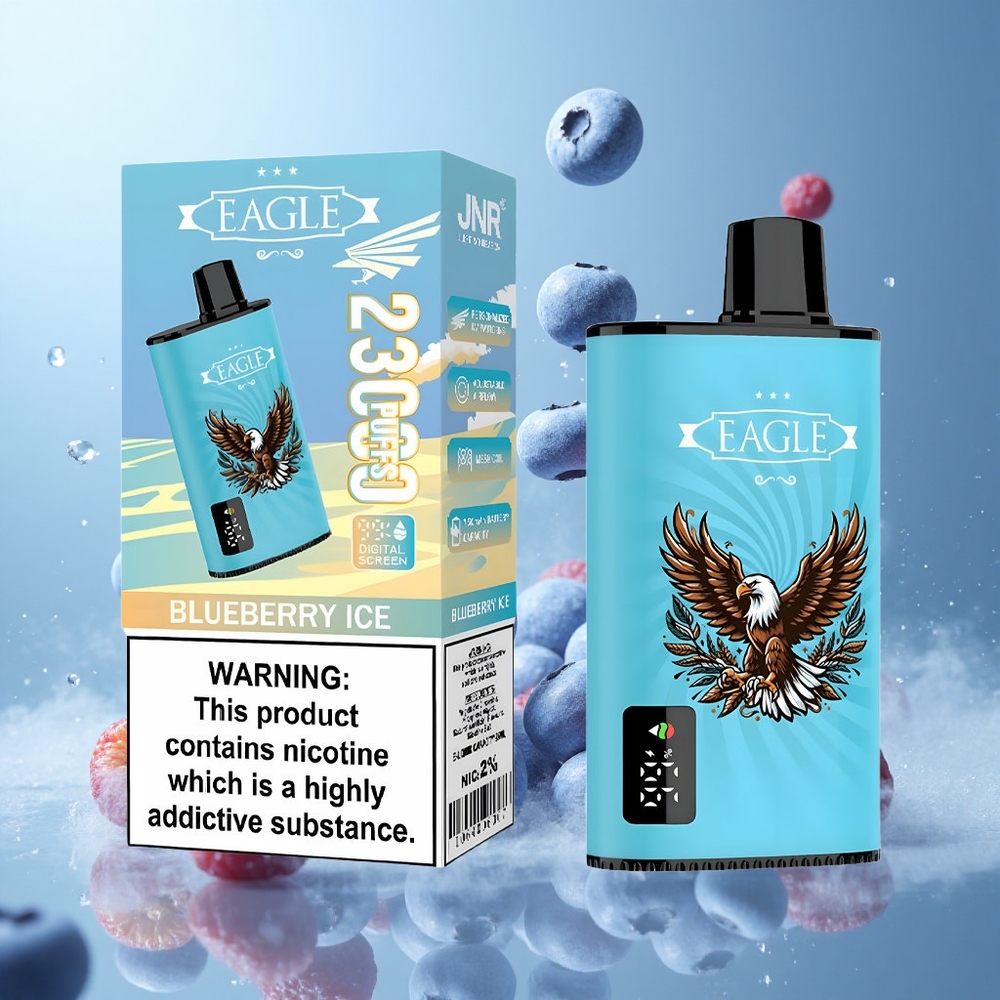JNR EAGLE Smart 23000 Puffs Disposable Vape Blueberry Ice Digital Screen 1.0ohm Mesh Coil Adjustable Airflow