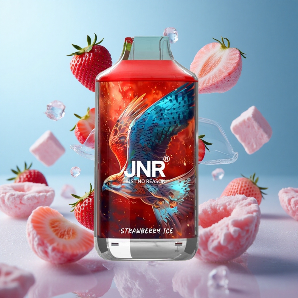 JNR Falcon 16000 Puffs 22ml Strawberry Ice Dual Mesh 850mAh Type C LED 0% 2% Nicotine