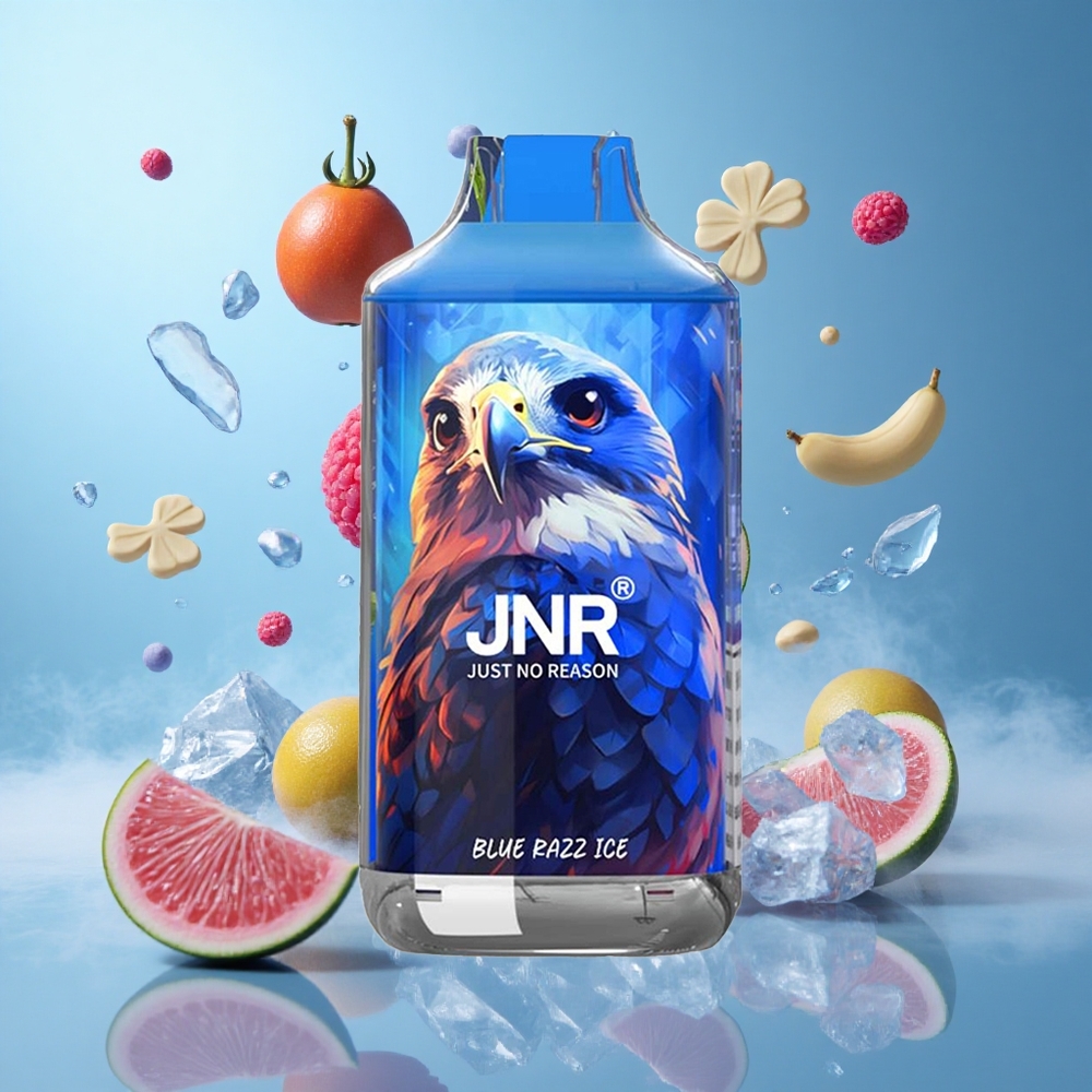 JNR Falcon 16000 Puffs Dual Mesh 22ml Blue Razz Ice Type C LED 0% 2% Nicotine Nicotine