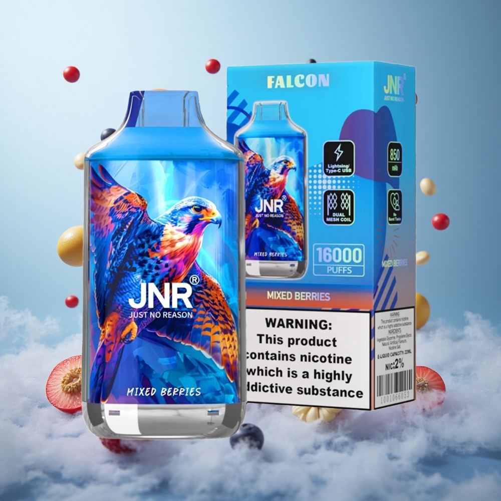 JNR Falcon 16000 Puffs Mixed Berries 850mAh 22ml Dual Mesh Coil Type C LED