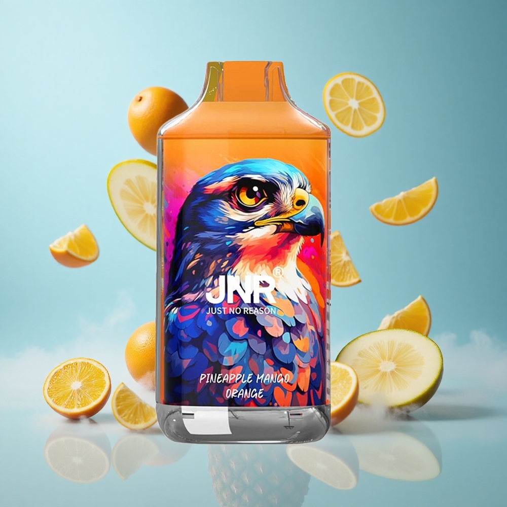 JNR Falcon 16000 Puffs Pineapple Mango Orange 850mAh 22ml Dual Mesh Coil Type C & Lightning Smart LED Display 0% 2% Nicotine