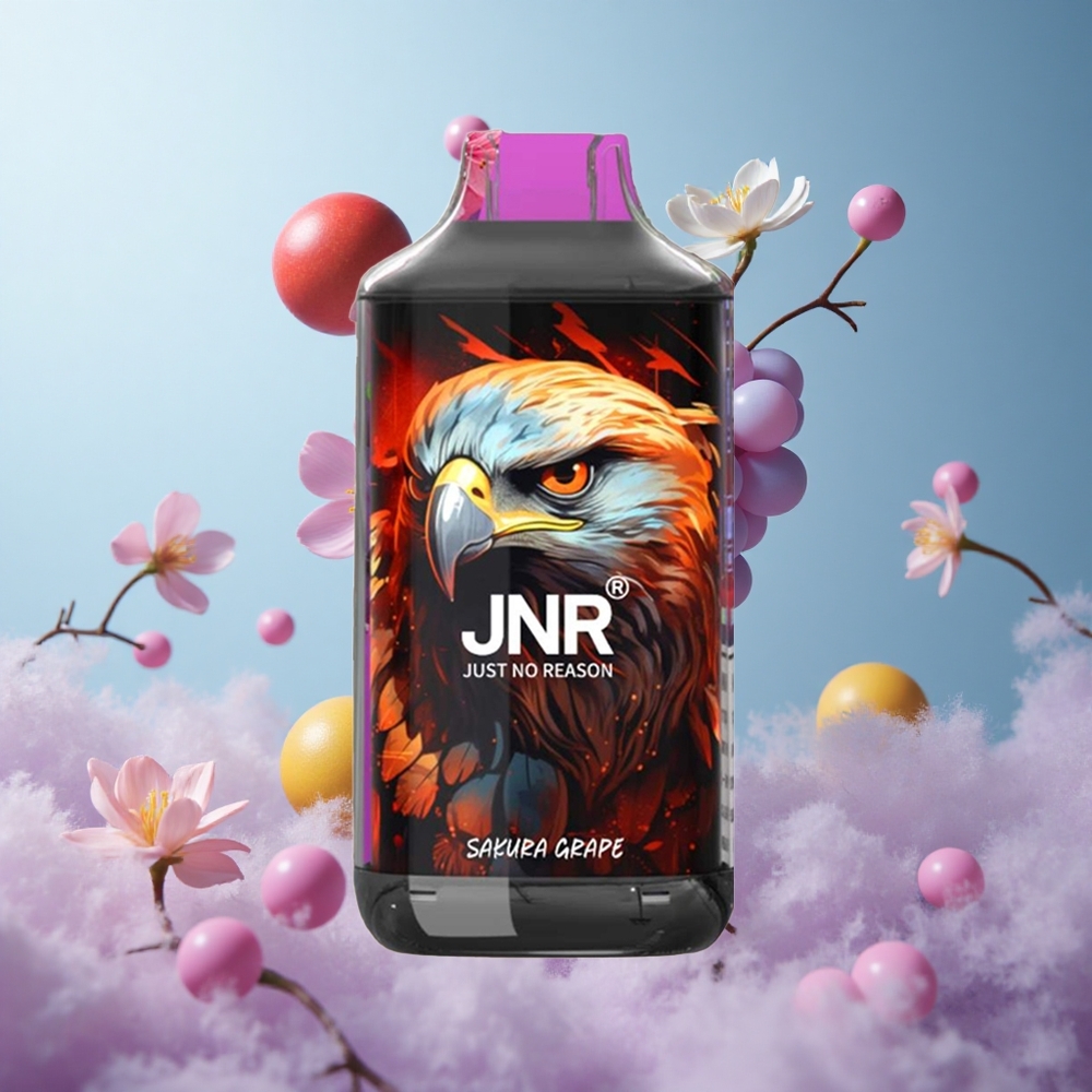 JNR Falcon 16000 Puffs Sakura Grape 850mAh 22ml Dual Mesh Type C LED 0% 2% Nicotine