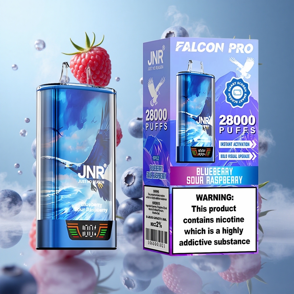 JNR Falcon Pro 28000 30ml 5% Nicotine Dual Mesh Blueberry Sour Raspberry