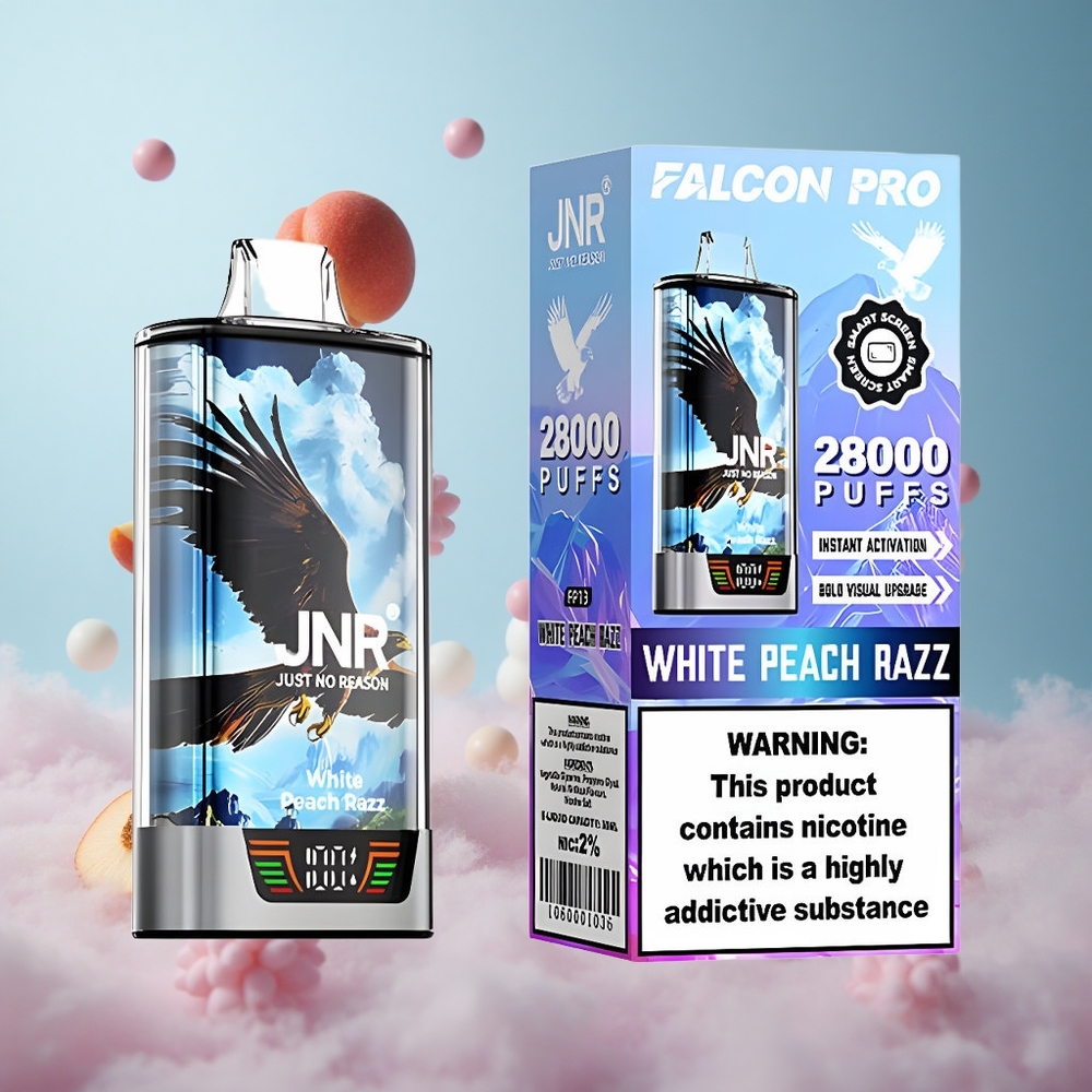 JNR Falcon Pro 28000 Disposable 30ml 950mAh White Peach Razz USB-C MTL Dual Mesh