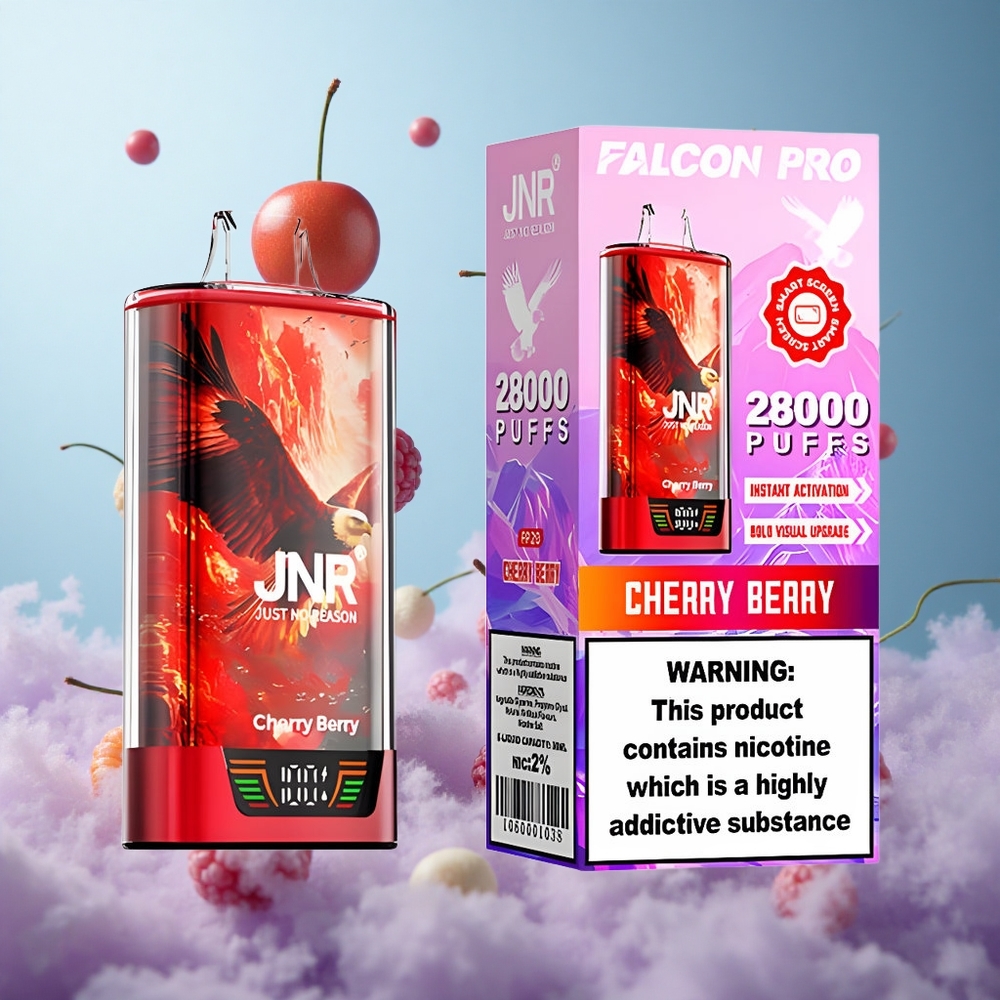 JNR Falcon Pro 28000 Disposable Vape Cherry Berry 30ml Dual Mesh MTL