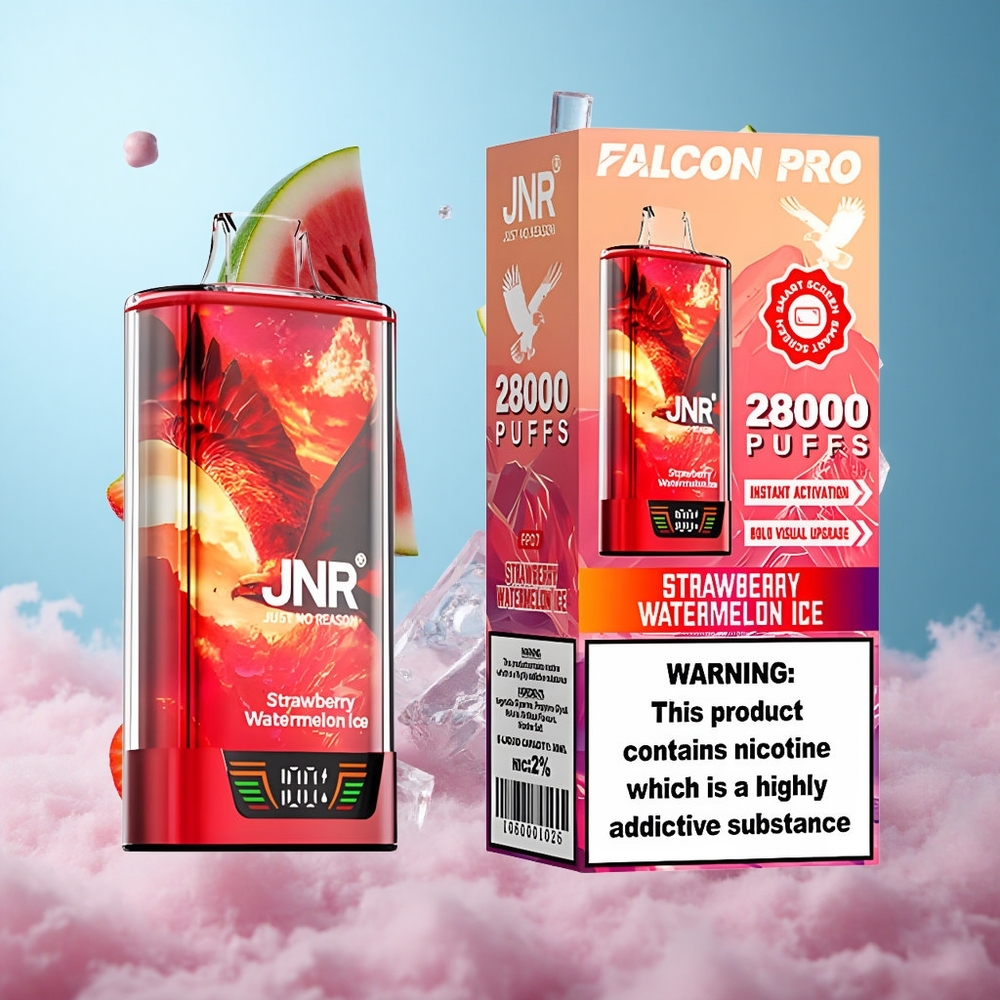 JNR Falcon Pro 28000 Disposable Vape Strawberry Watermelon Ice 30ml 950mAh USB-C Dual Mesh Smart Display