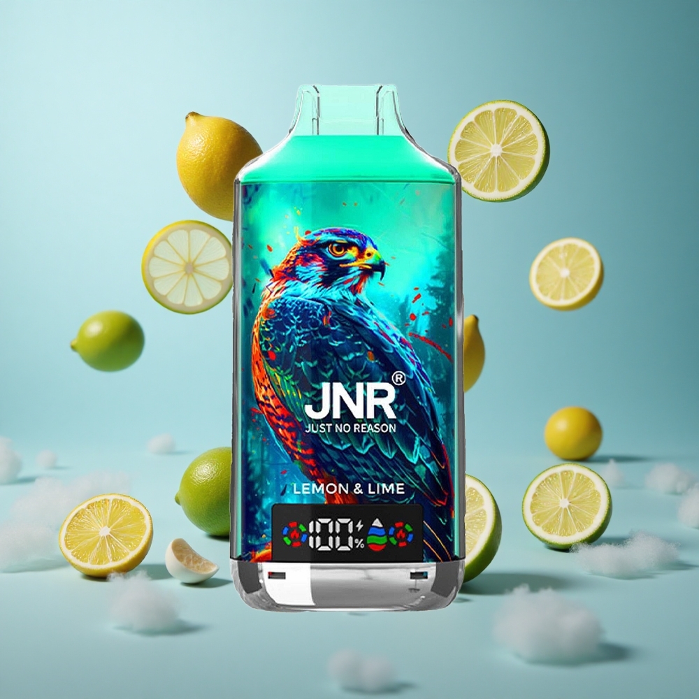 JNR Falcon X 18000 Puffs Lemon Lime Dual Mesh Coil Type-C Quick Charge Digital Display 750mAh 24ml 0%/2%/5% Nicotine