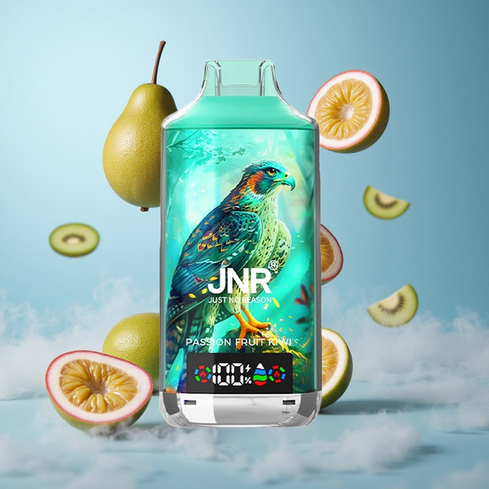 JNR Falcon X 18000 Puffs Passion Fruit Kiwi 750mAh 24ml Dual Mesh Dual Core Digital Display Type-C Quick Charge 0%/2%/5% Nicotine
