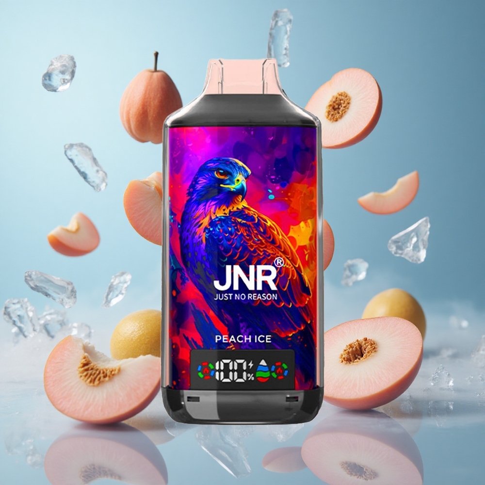JNR Falcon X 18000 Puffs Peach Ice Dual Mesh Coil Digital Display Type-C 750mAh 24ml 0%/2%/5% Nicotine