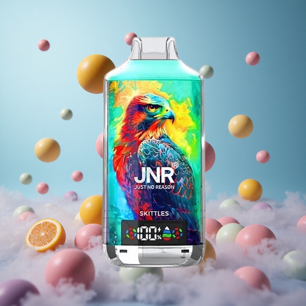 JNR Falcon X 18000 Puffs Skittles Disposable Vape 750mAh 24ml Dual Mesh Dual Core Digital Display Type-C 0%/2%/5% Nicotine