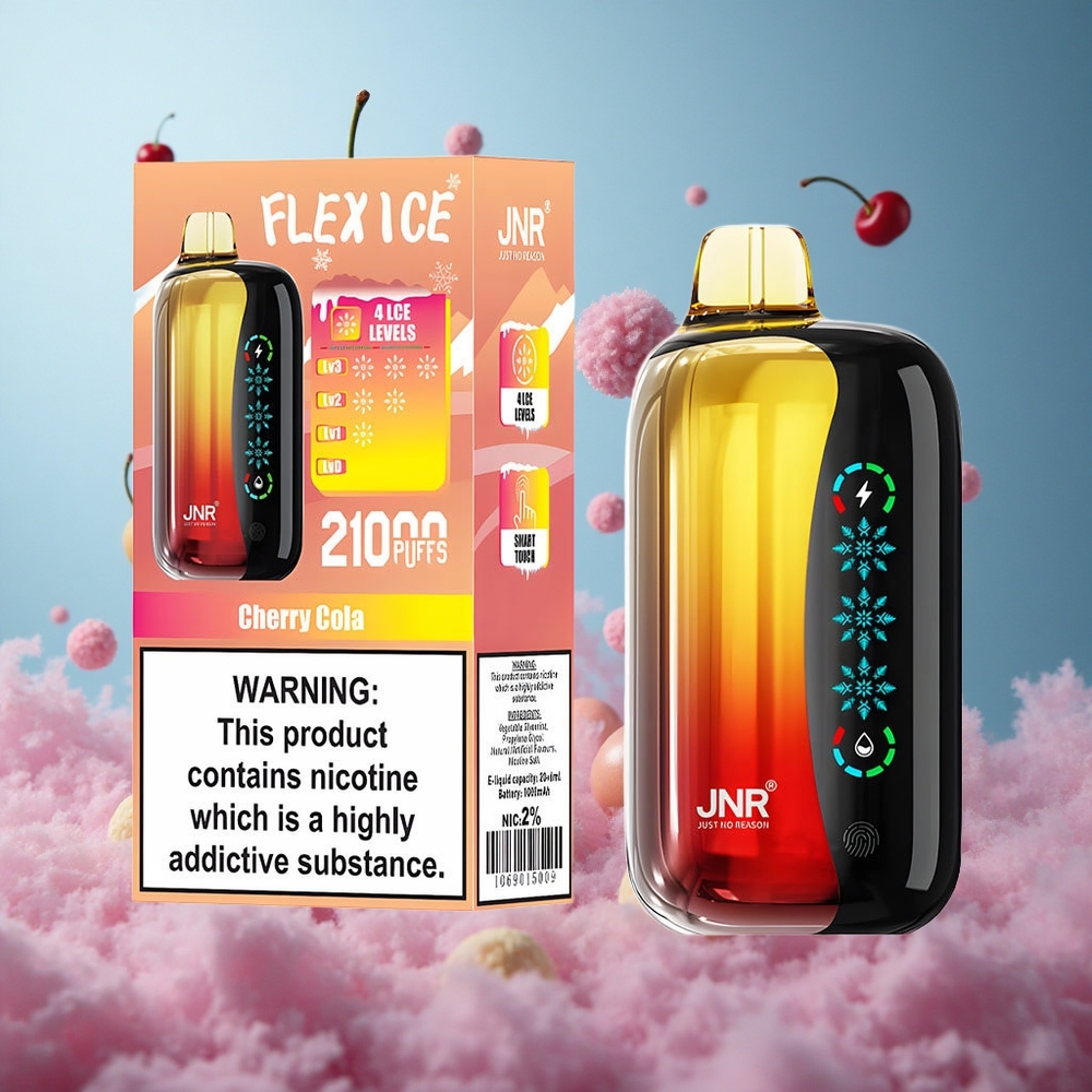 JNR Flex Ice 21000 Puffs Cherry Cola Disposable Vape Ice Adjustable 26ml E-liquid Dual Mesh Type-C