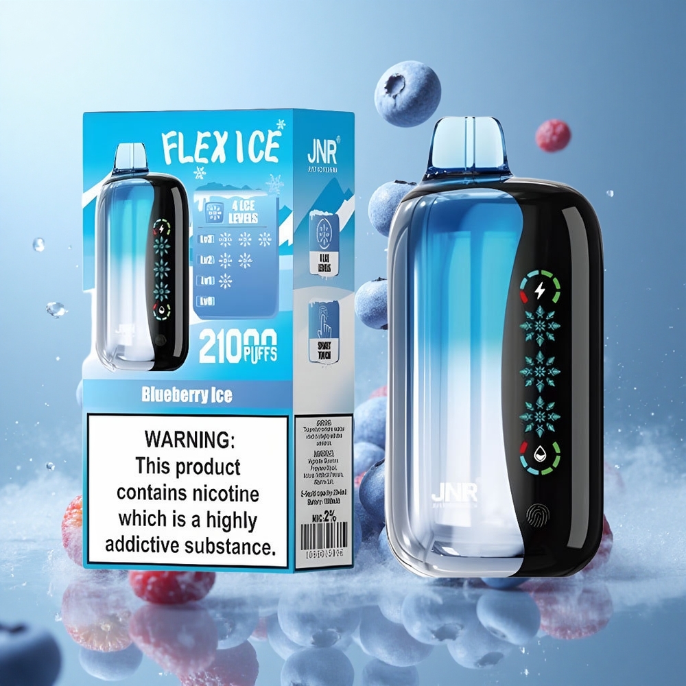 JNR Flex Ice 21000 Puffs Disposable Vape Blueberry Ice 26ml 1.2 Ohm Dual Mesh 1000mAh Type-C