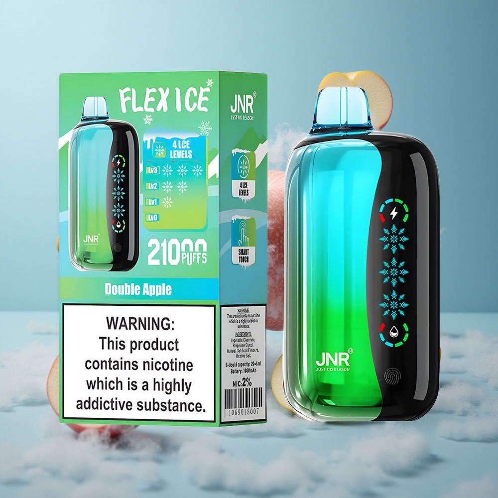 JNR Flex Ice 21000 Puffs Disposable Vape Double Apple Ice Adjustable Touch Screen 1.2 Ohm Dual Mesh Type-C Charging