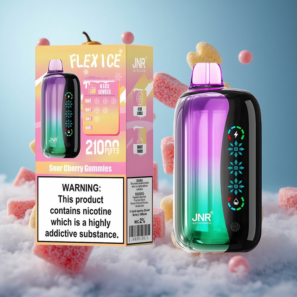 JNR Flex Ice 21000 Puffs Disposable Vape Sour Cherry Gummies Ice Adjustable Touch Screen