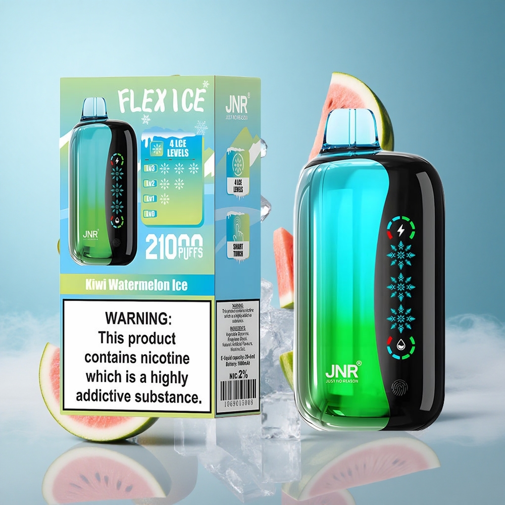 JNR Flex Ice 21000 Puffs Kiwi Watermelon Ice 26ml Airflow Adjustable Touch Screen Dual Mesh Type-C