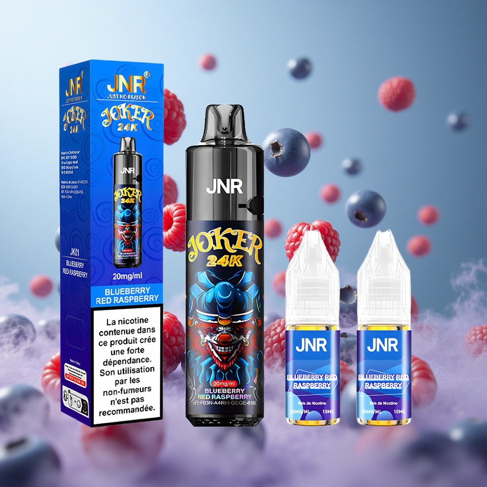 JNR Joker 24K 24000 Puffs Blueberry Red Raspberry 2+10ml Refillable 800mAh