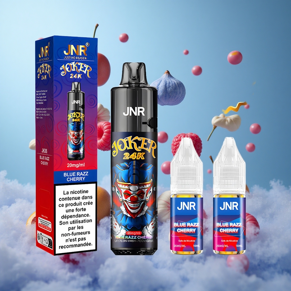 JNR Joker 24K 24000 Puffs Disposable Vape Blue Razz Cherry 2+10ml Refillable Pod 800mAh