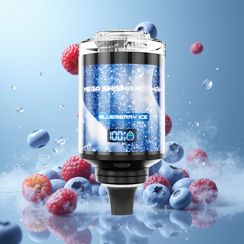 JNR Mega Shisha 100K 70.2mm Blueberry Ice 60ml 2200mAh Type-C Smart Screen Adjustable Airflow