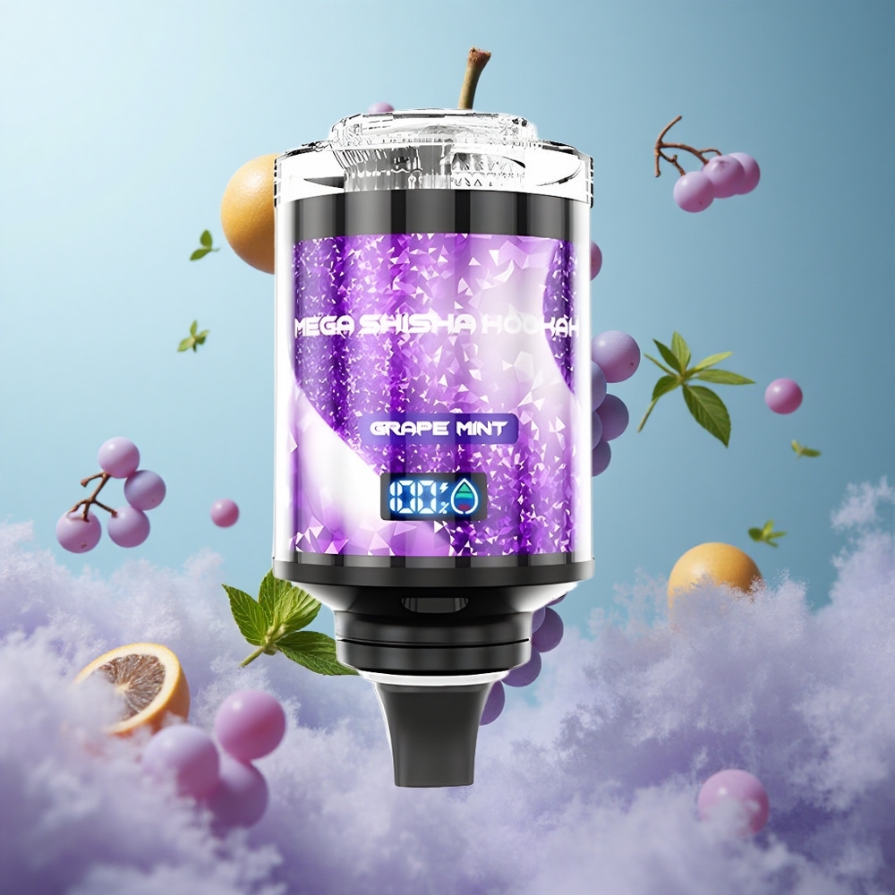 JNR Mega Shisha 100K Grape Mint Desktop 70.2mm Smart Screen 2200mAh Type-C