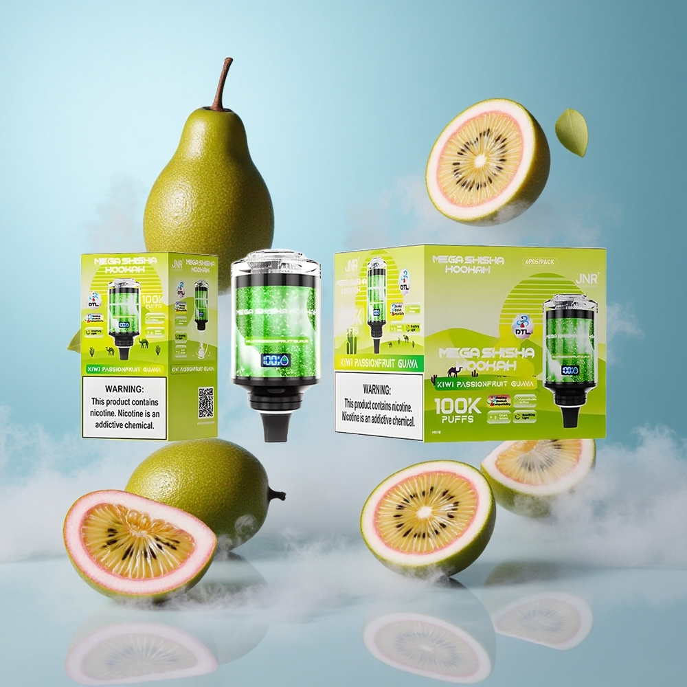 JNR Mega Shisha 100K Kiwi Passionfruit Guava 70.2mm 60mL 2200mAh Type-C Smart Screen Adjustable Airflow