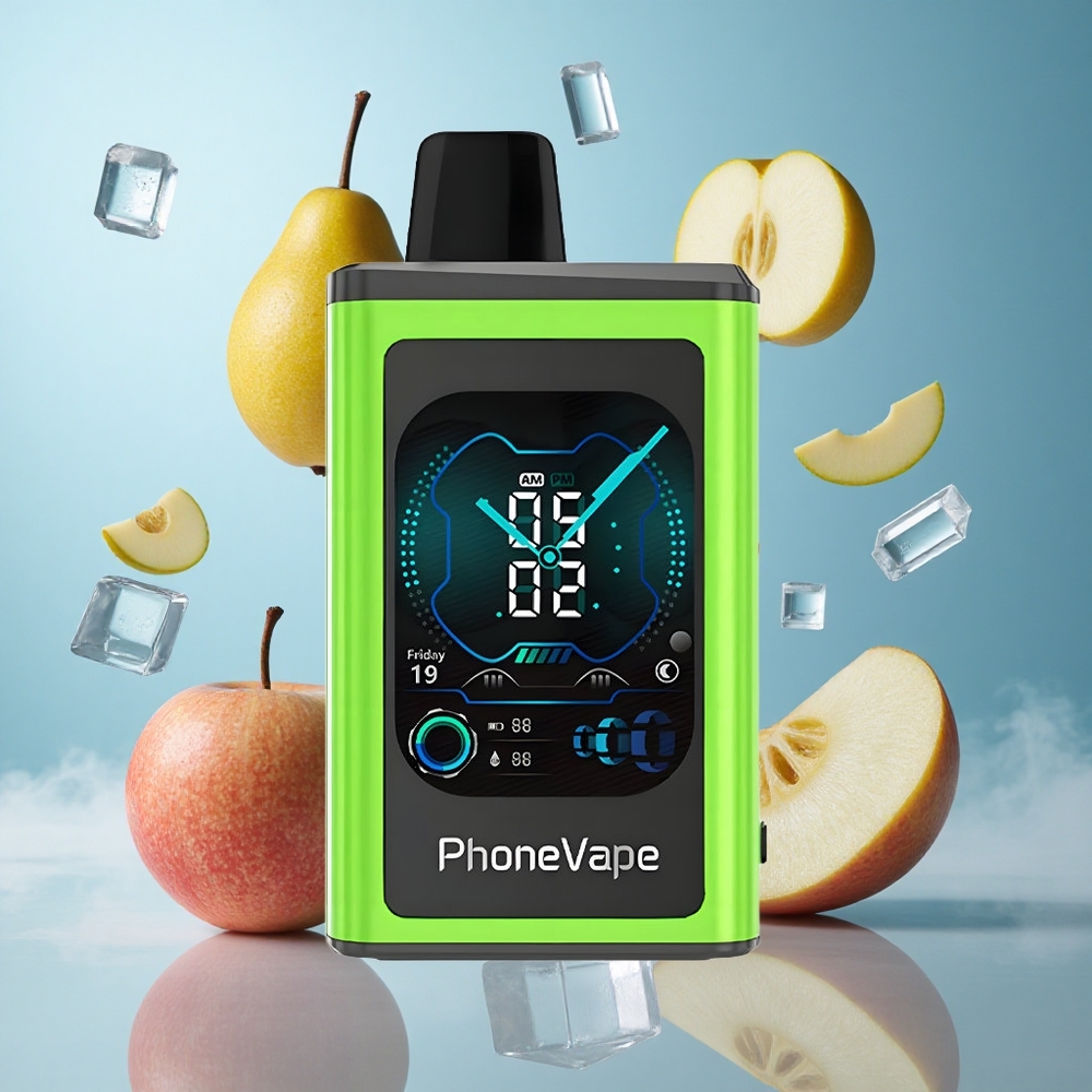 JNR PhoneVape 30000 Puffs Disposable Sour Apple Ice 850mAh Type-C Rechargeable Turbo Mode Adjustable Airflow Full Display Screen