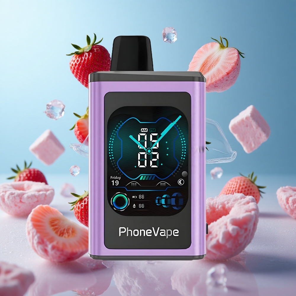 JNR PhoneVape 30000 Puffs Disposable Strawberry Ice Turbo Mode Adjustable Airflow App Controlled