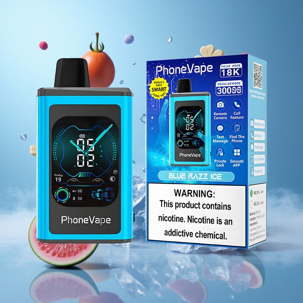 JNR PhoneVape 30000 Turbo Adjustable Airflow App Controlled Blue Razz Ice