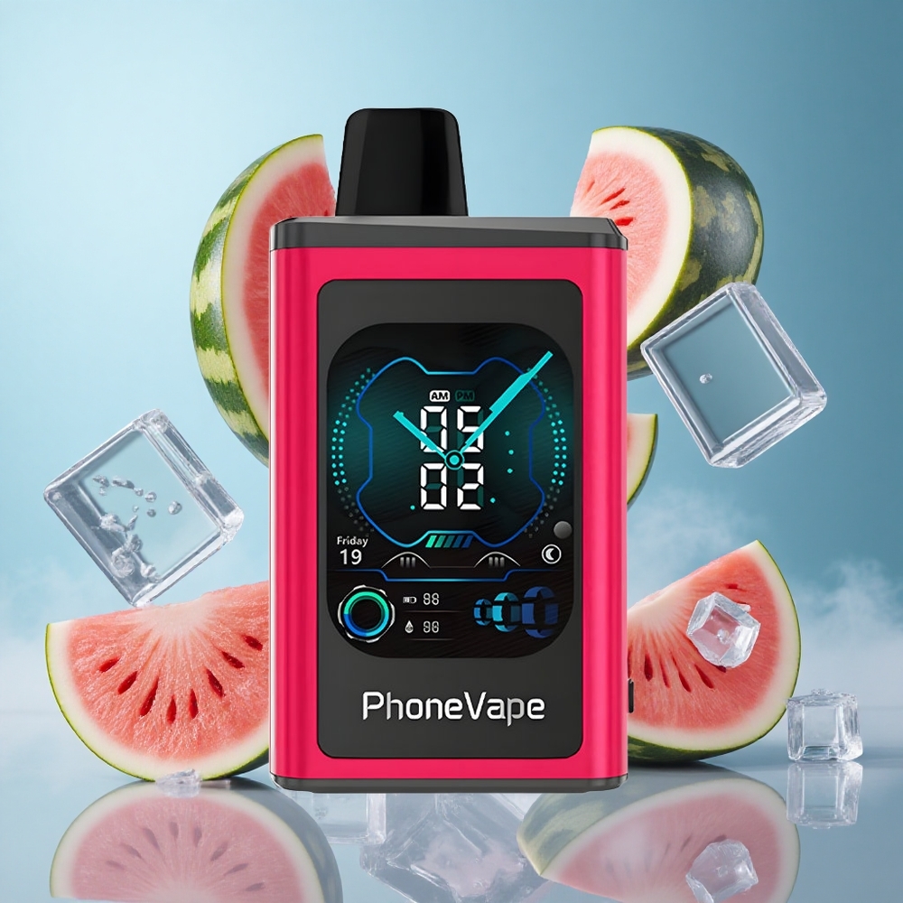 JNR PhoneVape 30000 Turbo Rechargeable Disposable Vape Watermelon Ice App Controlled Full Display