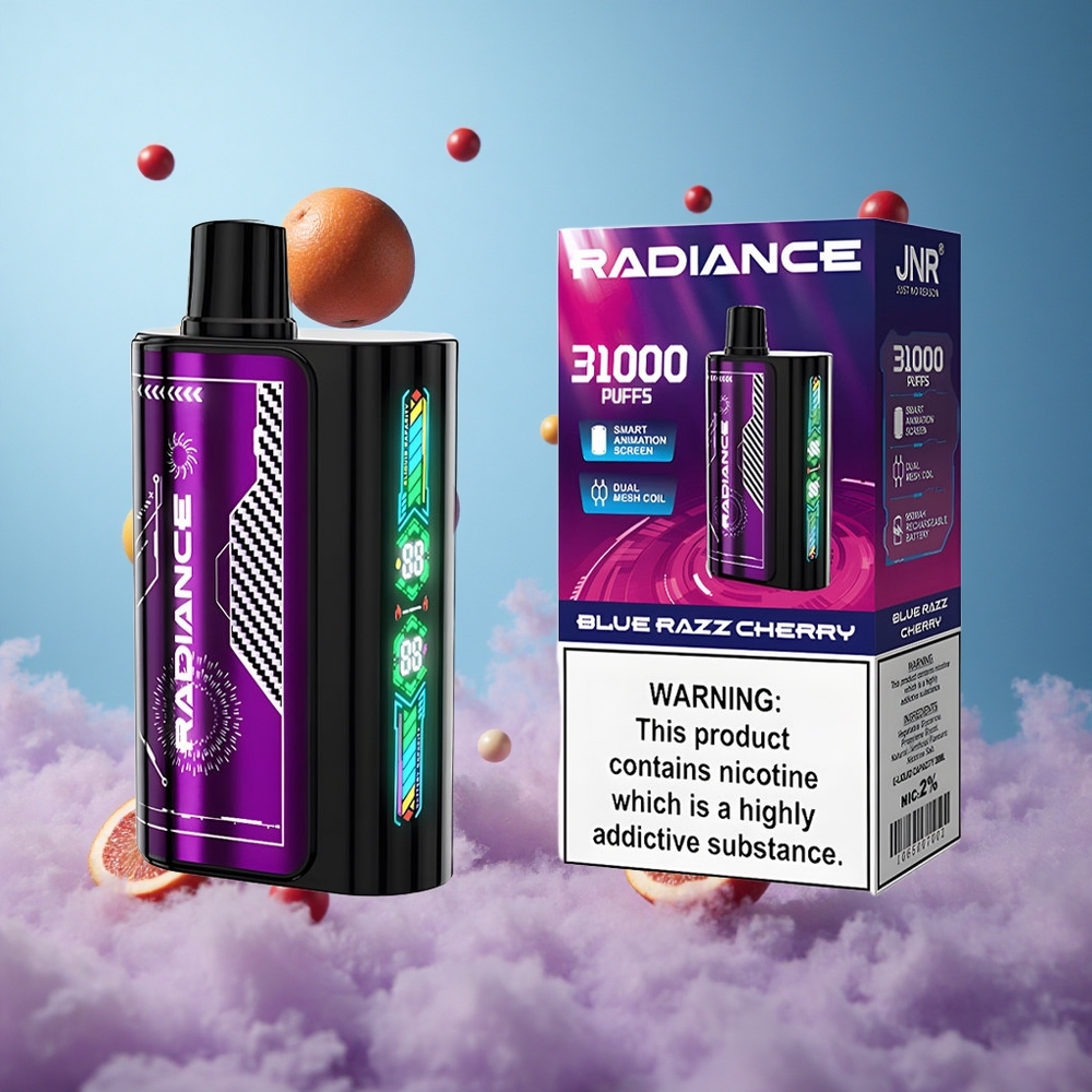 JNR Radiance 31000 Puffs Disposable Vape Dual Mesh Blue Razz Cherry Rechargeable