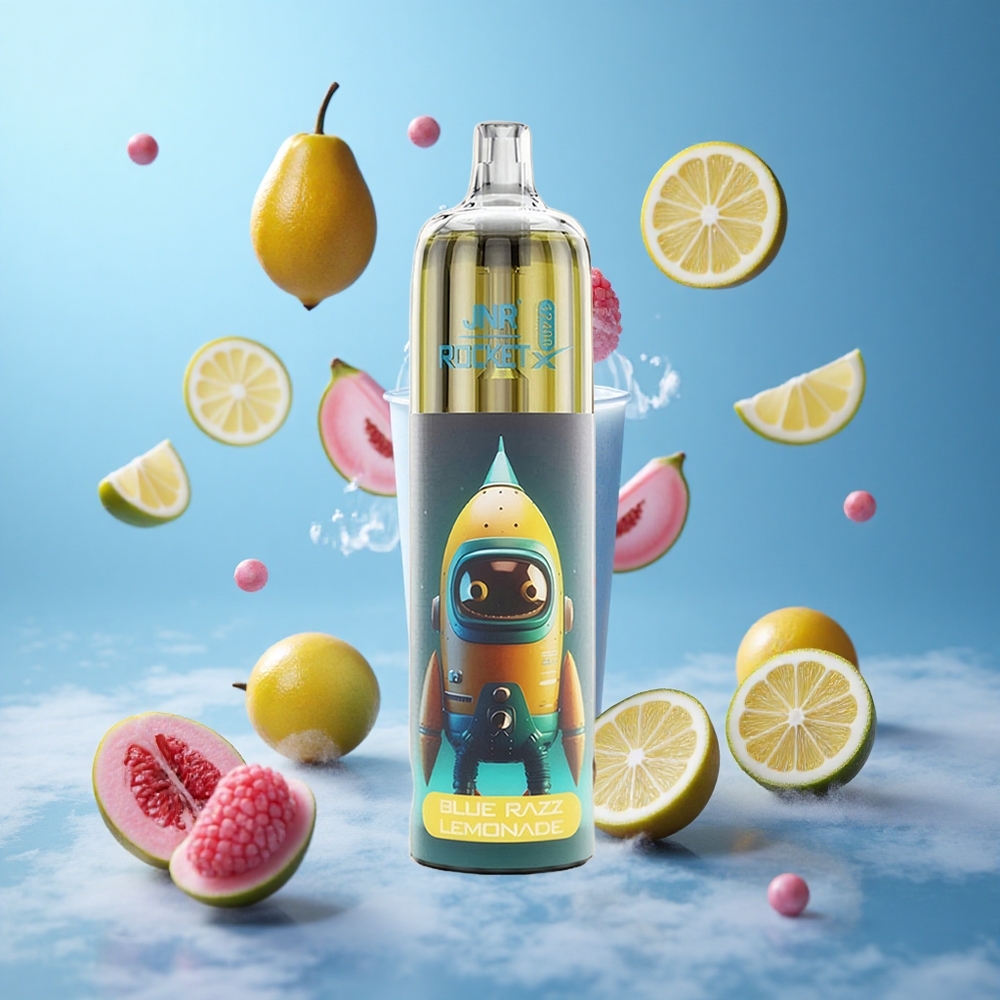JNR Rocket-X 12400 Puffs Blue Razz Lemonade Disposable Vape Adjustable Airflow RGB Lights Type-C Quick Charge