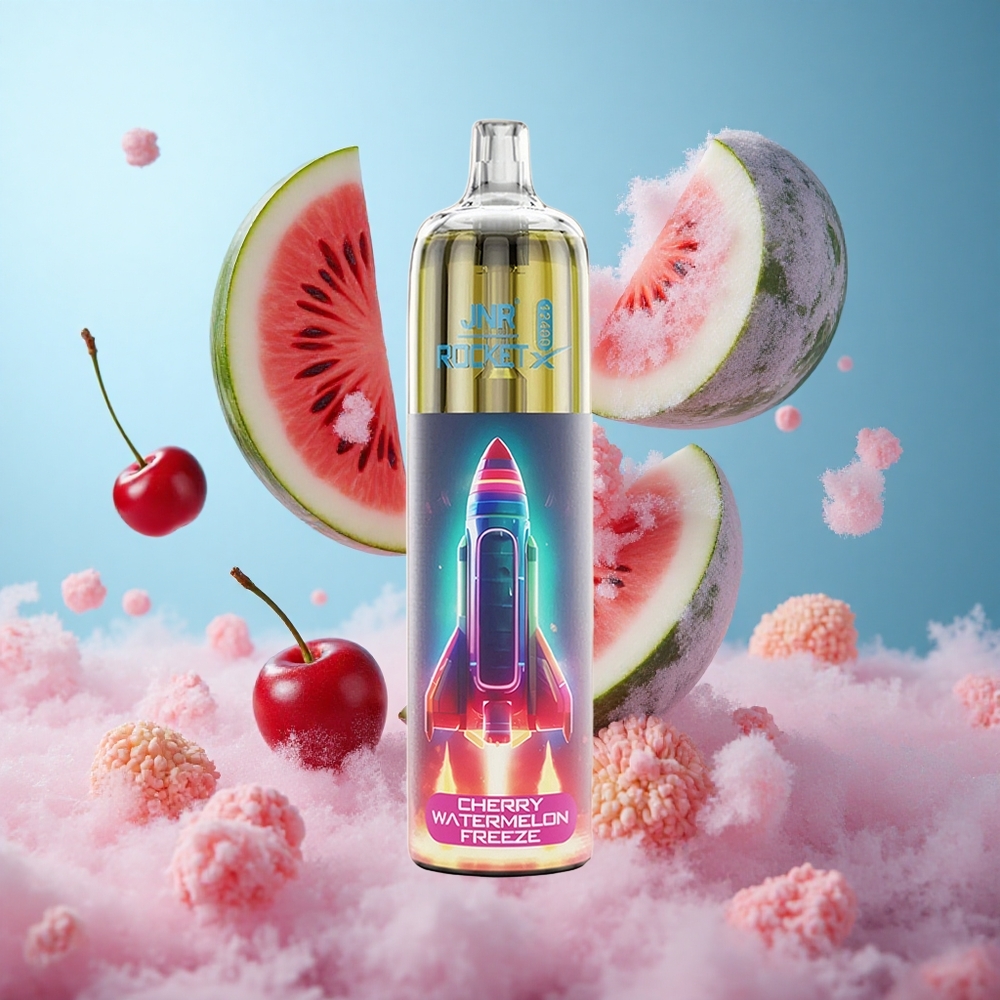 JNR Rocket-X 12400 Puffs Cherry Watermelon Freeze Disposable Vape with RGB Lights 850mAh Type-C Quick Charge 1.2ohm Mesh Coil