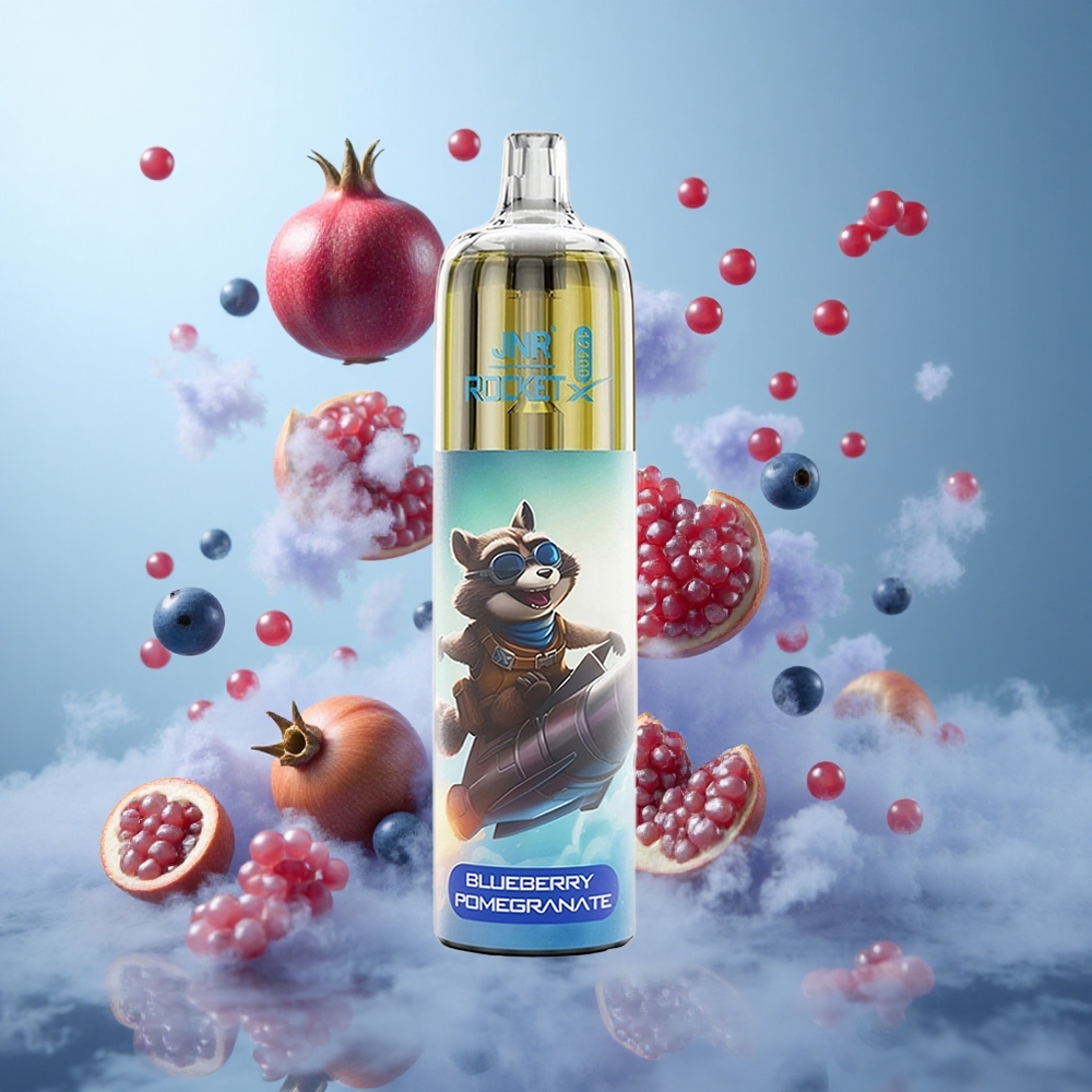JNR Rocket-X 12400 Puffs Disposable Vape Blueberry Pomegranate RGB Mesh Coil Type-C