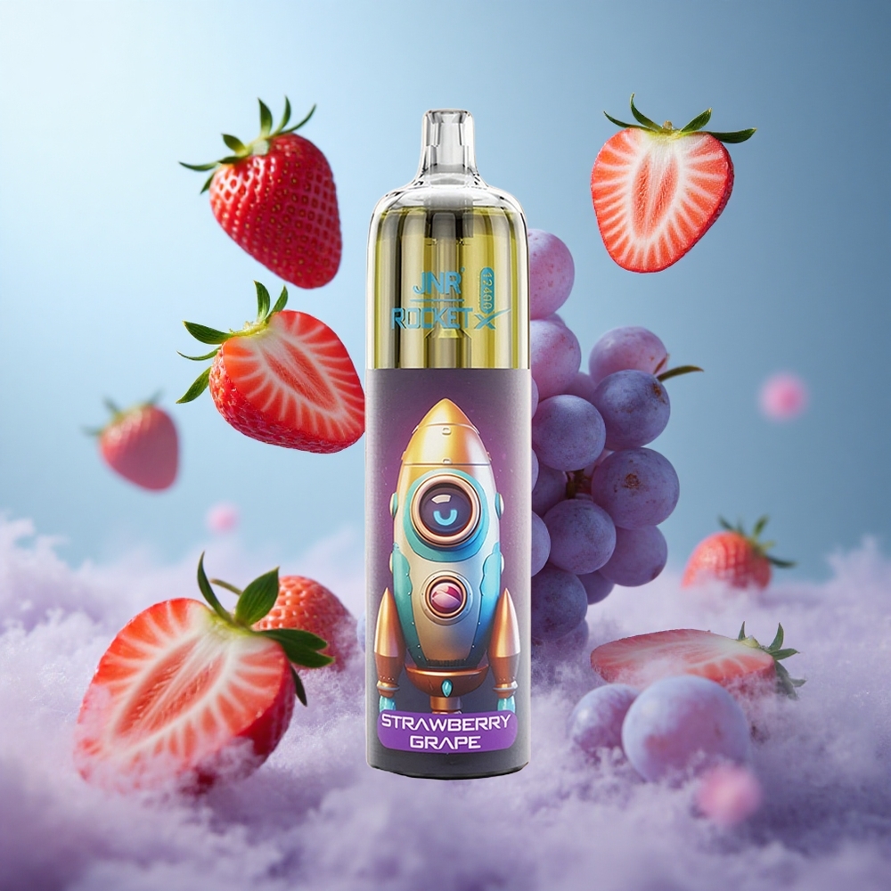 JNR Rocket-X 12400 Puffs Strawberry Grape Disposable Vape with Adjustable Airflow RGB Lights 1.2ohm Mesh Coil 850mAh Type-C