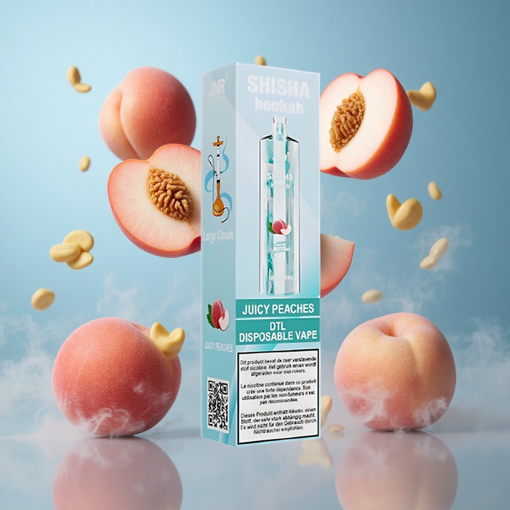 JNR Shisha Hookah 12000 Puffs 24ml Juicy Peaches 750mAh 0.6 Ohm Type-C