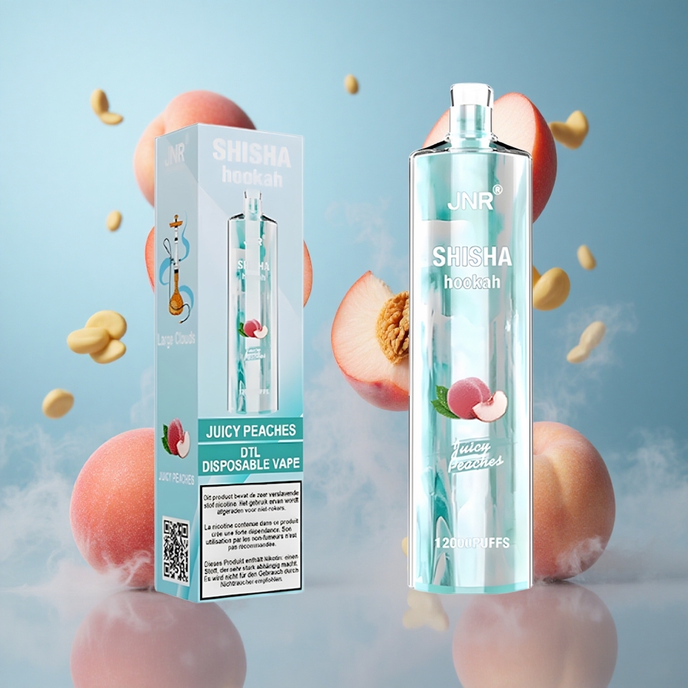 JNR Shisha Hookah 12000 Puffs 24ml Juicy Peaches 750mAh 0.6 Ohm Type-C