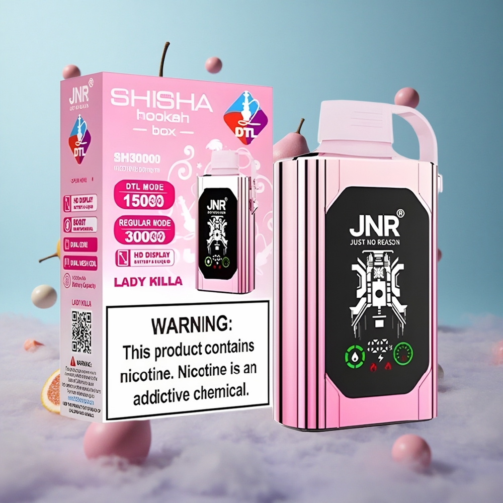 JNR Shisha Hookah Box 20500 Puffs 25ml Dual Mesh Coil Lady Killa 0%/2%/5% Nicotine