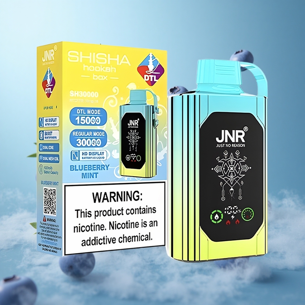 JNR Shisha Hookah Box 20500 Puffs 25ml HD Display Dual Mesh Coil Type-C Blueberry Mint
